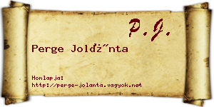 Perge Jolánta névjegykártya